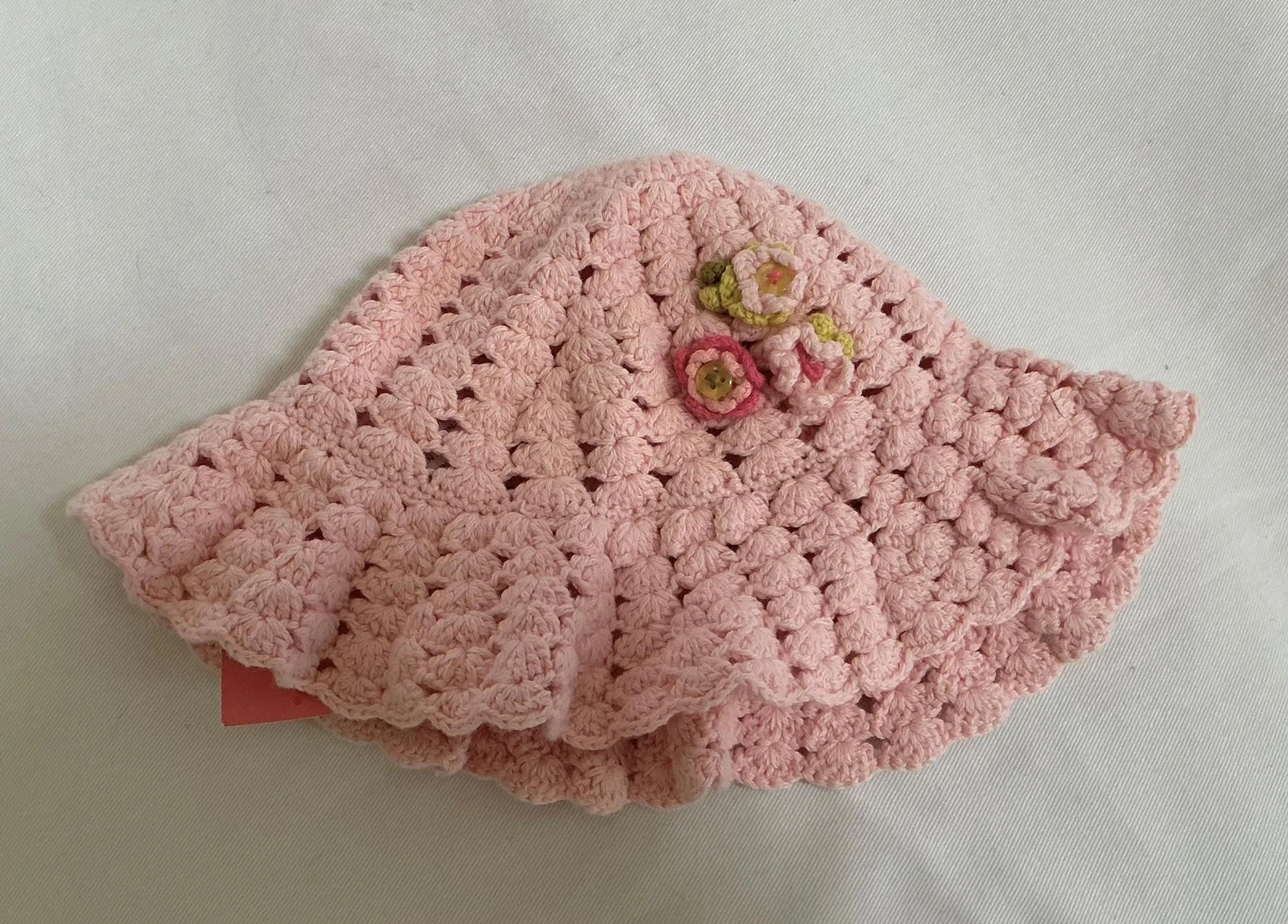 NWT Vtg Gymboree Primrose pink crochet flower knit hat cap 12-24 m 2T 3T 4T 5T