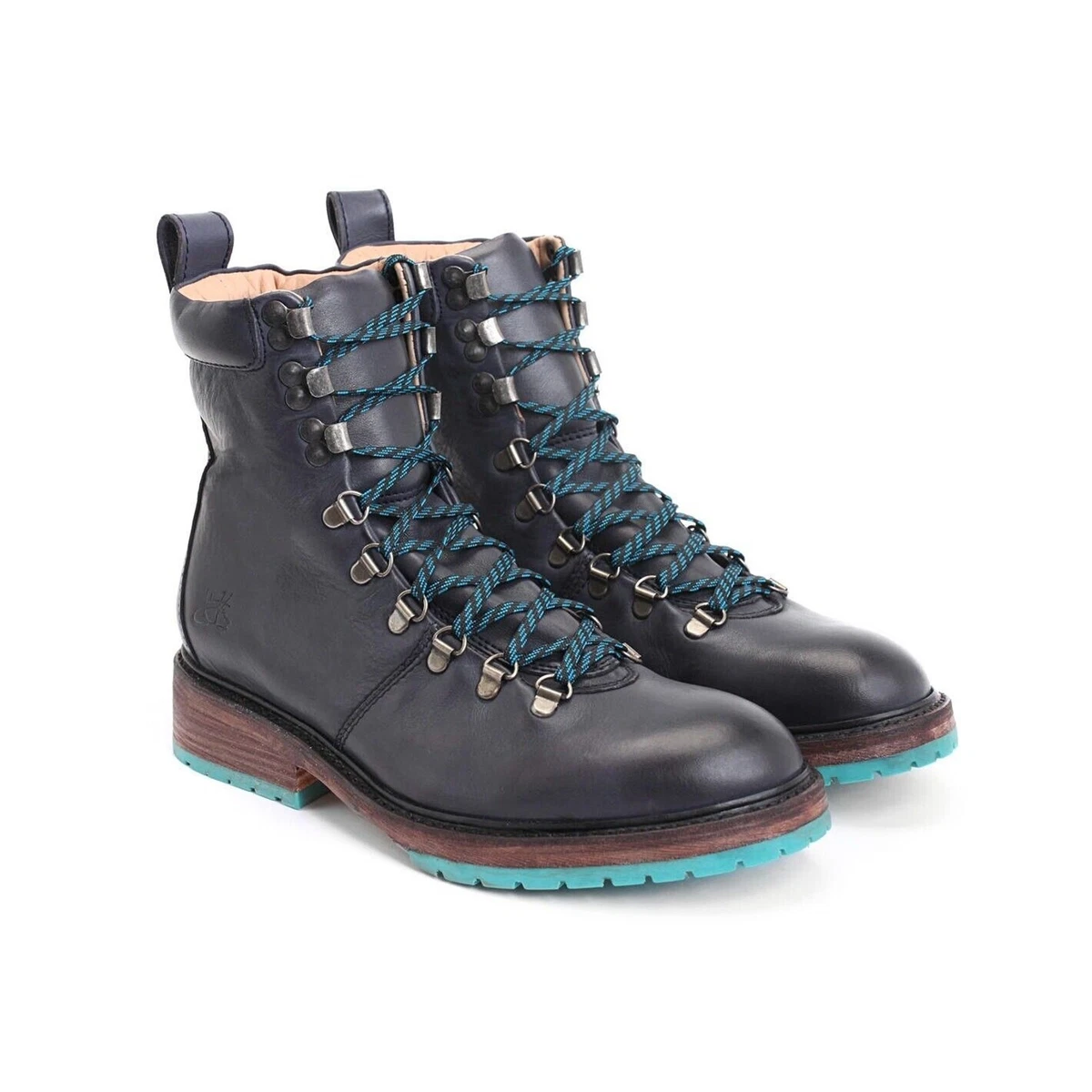 John Fluevog Leather Combat Boots Mens Size 9 Gray Casual Leather Sole Lined Sixfields - Grey Pebble Brush Off | Lace-Up Combat Boots  main image 3