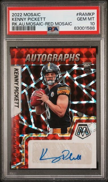 2022 Panini Mosaic Rookie Autographs Kenny Pickett #RAM-KP Red Prizm PSA 10