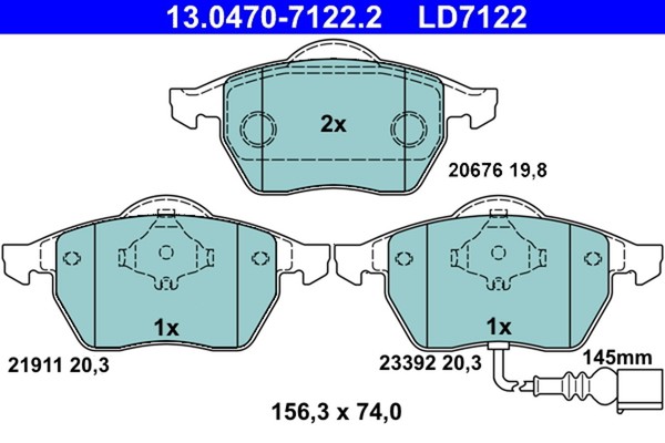 Bremsbelagsatz Scheibenbremse ATE Ceramic 13.0470-7122.2 FüR Audi A3 TT VW Golf-image