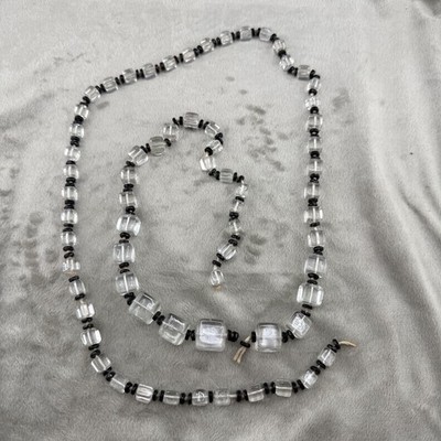 Vintage Square Cube Glass Bead String For Upcycling Crafting Repair
