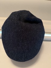 Hanna Hats Donegal Harris Tweed Navy Herringbone Irish Flat Cap Size M