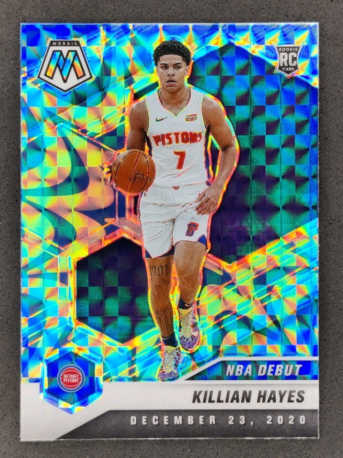 2020-21 Panini Mosaic KILLIAN HAYES Rookie Debut Blue Reactive #222 Pistons
