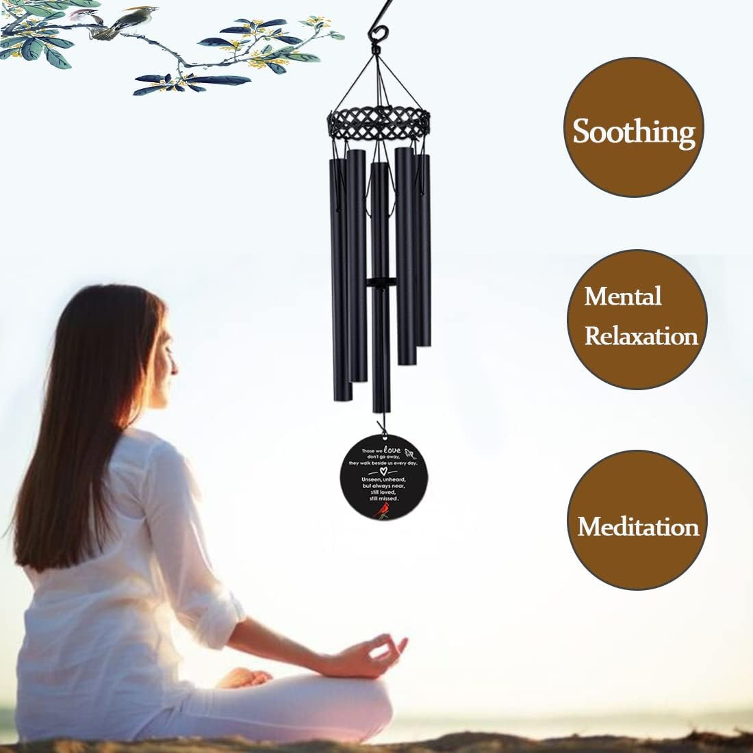 Cardinal Memorial Wind Chimes for Outside,Sympathy Windchime for Loss of Loved O