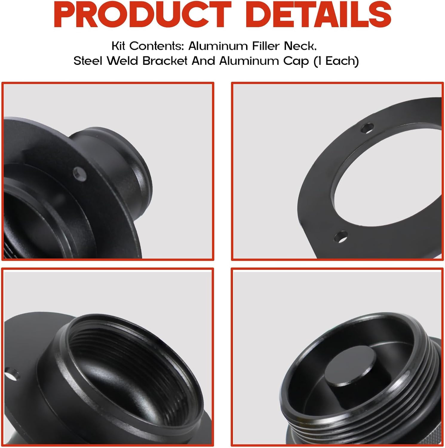 Remote Fuel Tank Filler Neck - 2" Custom Neck with Aluminum Cap & Steel Bracket