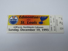 December 19, 1993 Oilers St. Louis Blues Hockey Ticket Stub Brett Hull Hat Trick