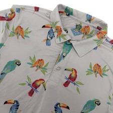 Chubbies Polo Shirt Mens Large Tropical Bird Toucan Parrot Performance Stretch