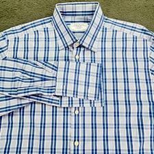Charles Tyrwhitt Jermyn Street London Mens Blue Plaid Dress Shirt 17 35.5