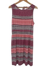 Ann Taylor Loft Sleeveless Midi Dress size large striped Print knit Womens