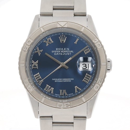 ROLEX Datejust Thunderbird 16264 blue Roman 3 row oyster bracelet U Number s...
