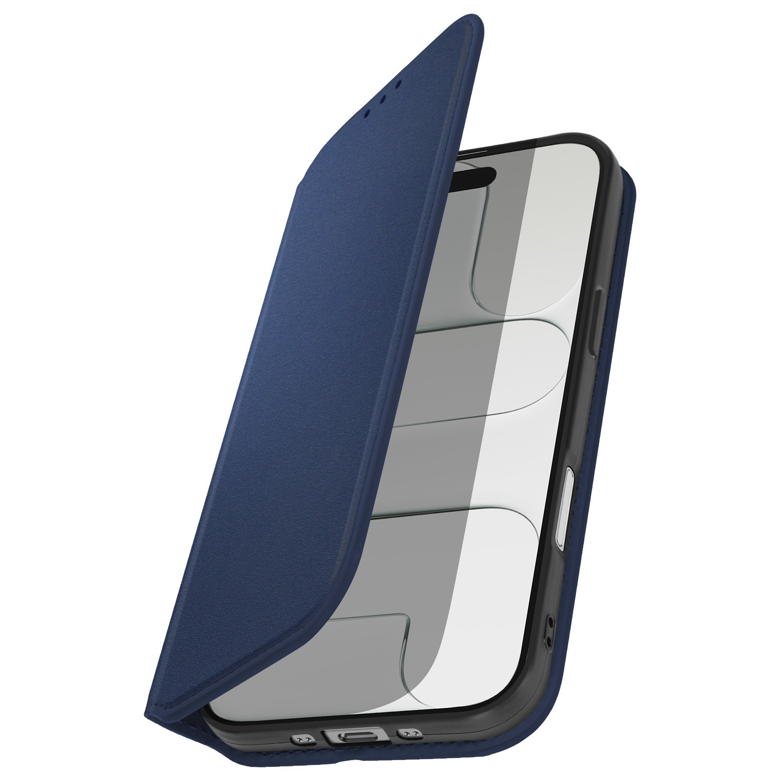 Protection iPhone Air bleu nuit multi-position avec fente carte et clapet magnétique