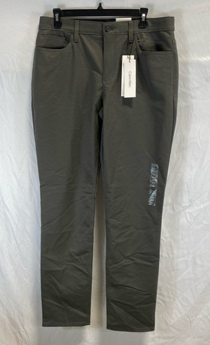NWT Calvin Klein Mens Green 5-Pockets Design Flat Front Chino Pants Size 34X34