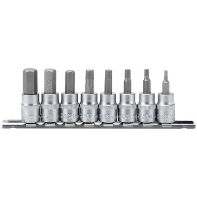 Draper 16285 metrisch Sechskant. Steckschlüssel Bit Satz 3/8'' Vierkant Dr. 48mm 8 Stück