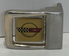 Vtg. Corvette Buckle Assembly Silver Gold Red Chevrolet Logo 1 1/2" x 1 7/8"