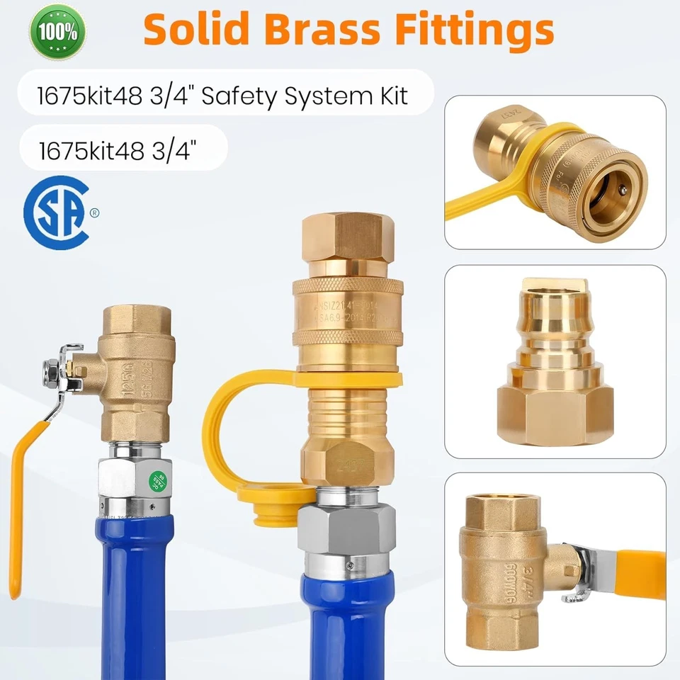 1675kit48 Safety System Kit, Commercial 48" Gas Hose Connector Kit, 3/4 Quick Di - Image 3 of 4