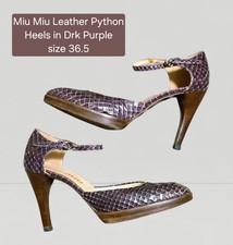 Designer MIU MIU Dark Purple Python Leather Platform Pumps/Heels Size 36.5