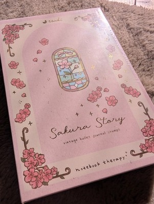 NEW Notebook Therapy Tsuki Sakura Spring Vintage Stamps Set