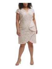 Vince Camuto Womens Ivory Embroidered Zippered Scalloped Lace Ruffled Eyelash...