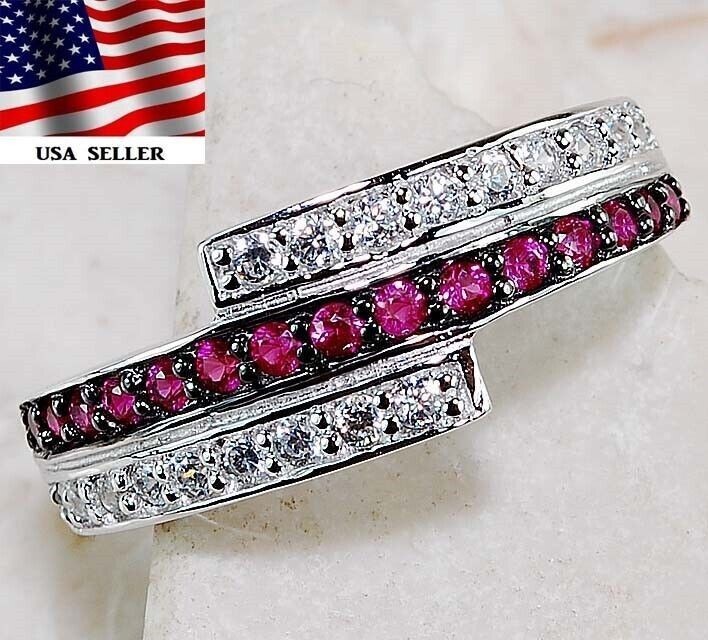 1CT Heat Treated Rubellite Tourmaline 925 Solid Sterling Silver Ring Sz 7 &1-2