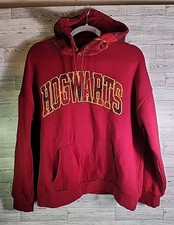Harry Potter Hogwarts Plaid Pullover Hoodie Sweatshirt Embroidered Women's LG