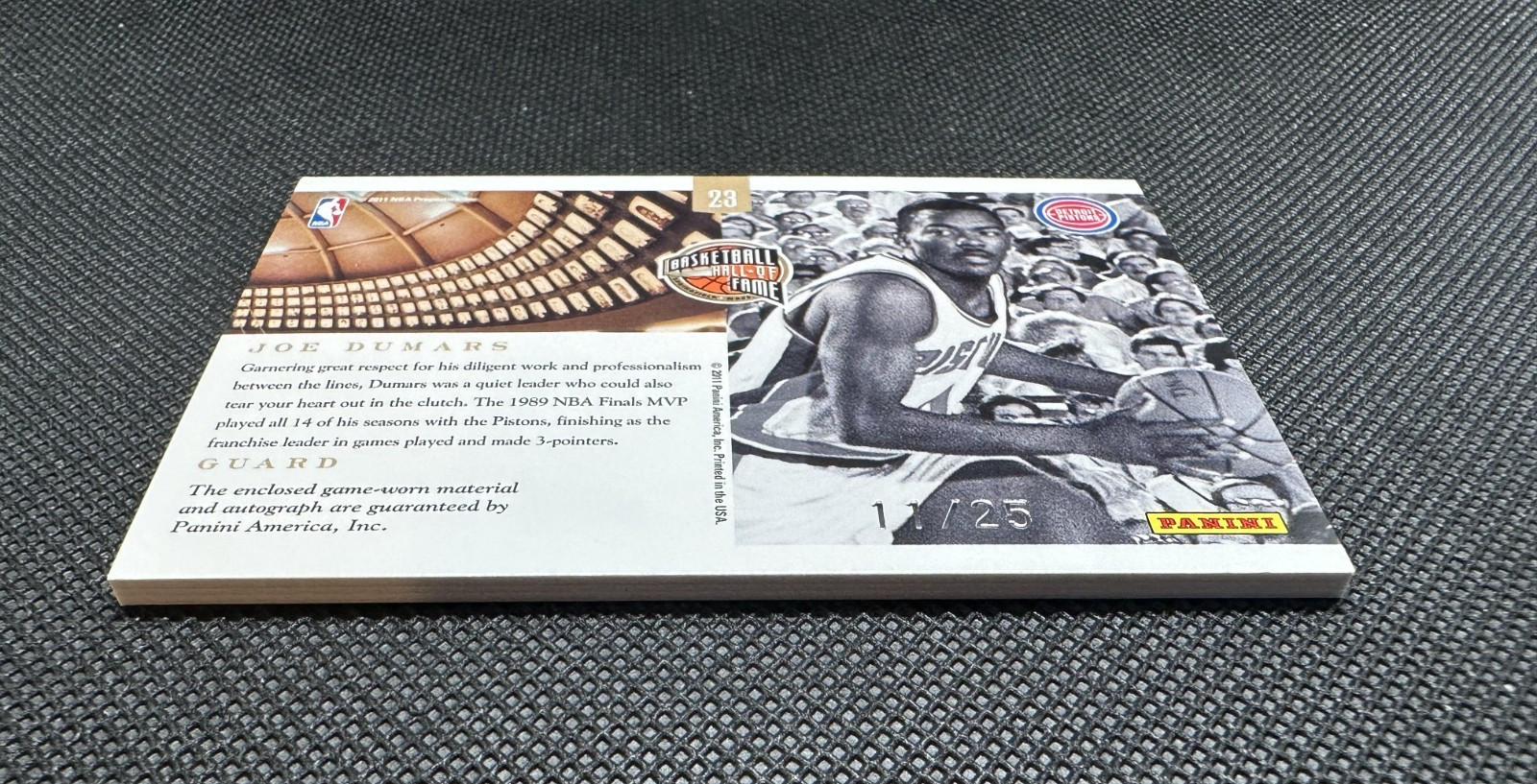 2011 National Treasures 3 Color PRIME PATCH AUTO /25 Joe Dumars HOF Ultra RARE! view 10