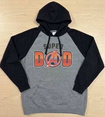 Universal Studios Marvel Super Dad Hoodie Sweatshirt Pullover Black/Gray Men s L