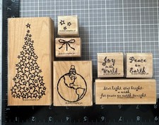 2000 Stampin UP PEACE ON EARTH Rubber Stamp Set Of 7 Stamps Christmas Stars