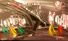 CITYSCAPE   MODERN CANVAS  original  painting ABSTRACT ART █NO RES██efEE