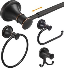Oil Rubbed Bronze Bathroom Accessory Set, 4-Piece Wall Mount Hardware with
