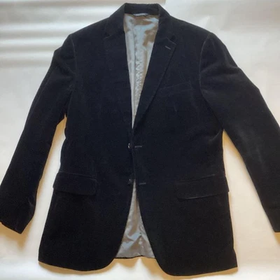 BANANA REPUBLIC Veste En Velours 44R Noir Largeur 55cm Longueur 80cm - Photo 1/4
