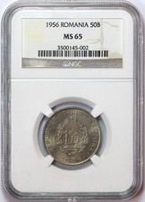 P408, Romania, Peoples Republic, 50 Bani 1956, Bucharest Mint, NGC MS65
