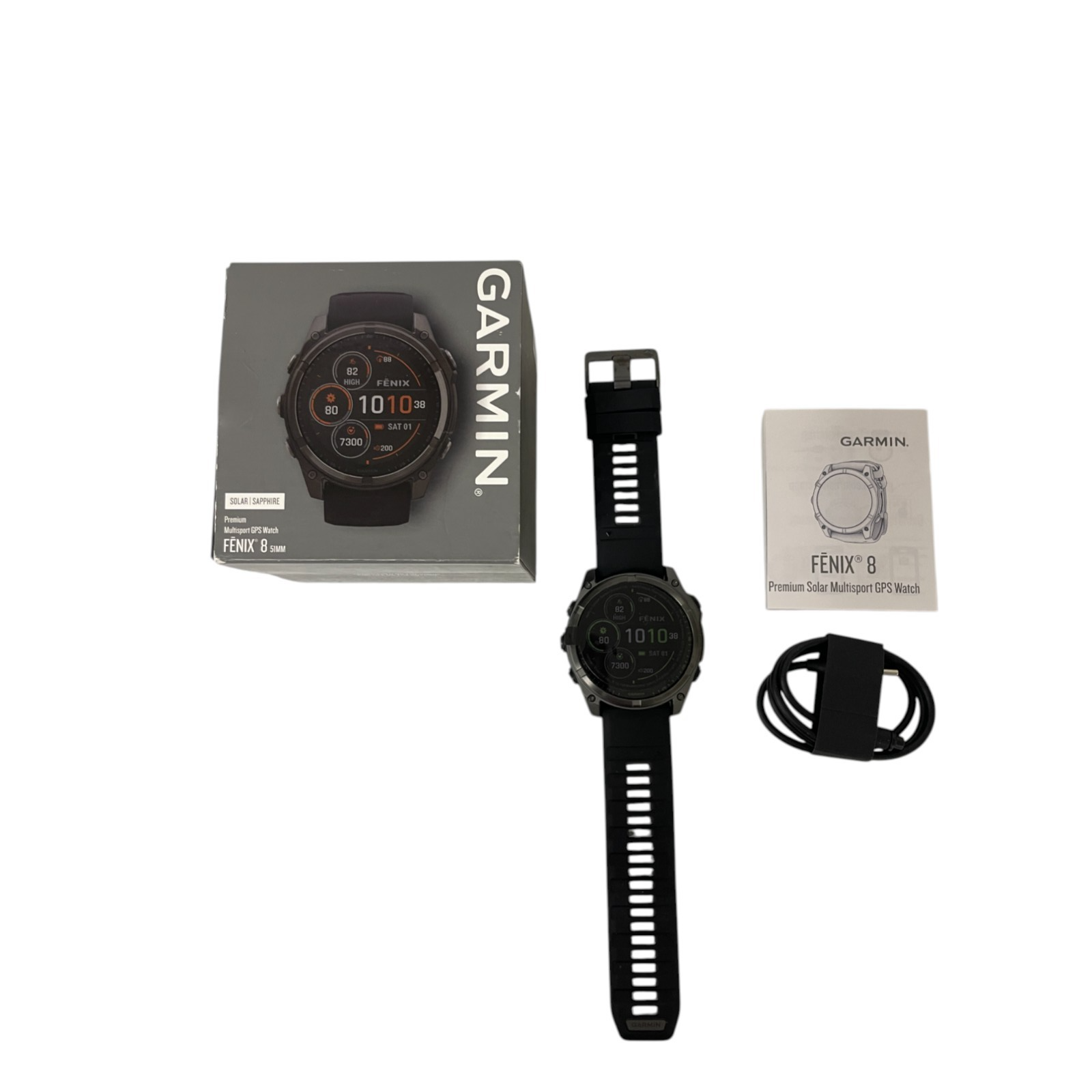 Garmin fēnix 8 Solar Sapphire GPS Smart Watch 51 mm Carbon Gray NEW