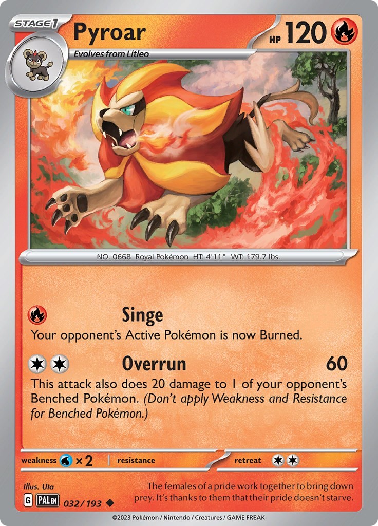 Pyroar - 032/193 PAL 032/193 Pokémon SV02: Paldea Evolved Uncommon EN NM