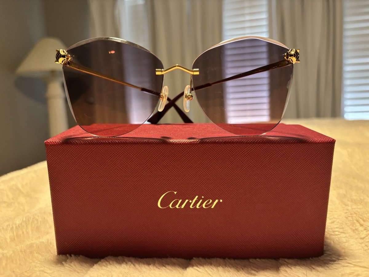 Cartier Rimless Sunglasses Big C Decor with Pink Lens and  display picture 3