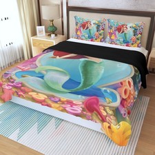 Disney The Little Mermaid Print Duvet Cover Set 3Pcs Quilt Cover  Pillowcase
