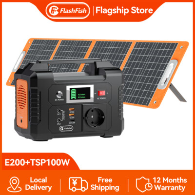 Flashfish 200W 151Wh Solargenerator Power Station optional mit Solarpanel 100W