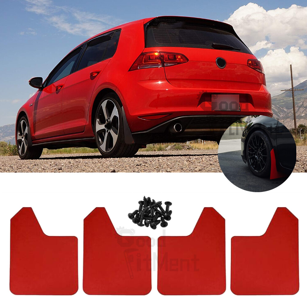 For VW Golf GTI Jetta 4Pcs Red Racing Flexible Mud Flaps Splash