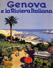 POSTER GENOVA PORT ITALIAN RIVIERA ITALY SUMMER TRAVEL VINTAGE REPRO FREE S/H