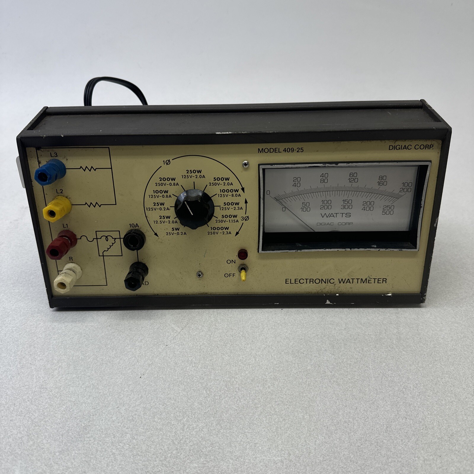 DigiAC 409-25 analog Watt Meter w/ Load Circuit designer and Tester ...