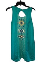 Yahada Sleeveless Dress Lace Embroidery Green M Boho Hippie Lace