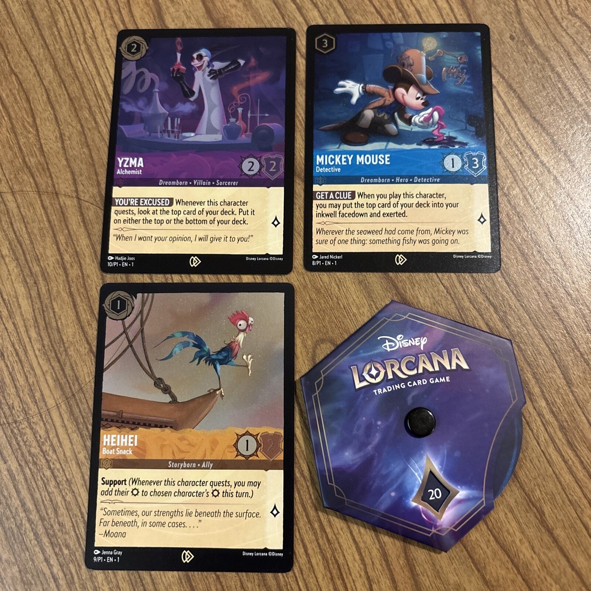 Disney Lorcana Set of 3 Foil League Promo Card HeiHei Yzma Mickey w Lore  Counter | eBay