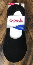 6 Pairs Peds Mid Sport Liner Socks  Shoe Size 5-10 Black.