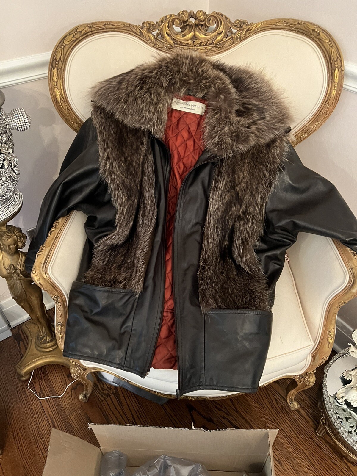 Yves et Alain Salomon Paris vintage giacca in pelliccia pelle taglia 36 retrò