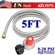 0-20 PSI Adjustable Propane Regulator 5FT Hose, LPG High Pressure for Gas Grill