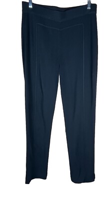 Misook (Sz M) Black Pants Knit High Rise Flat Straight Pull On Trousers