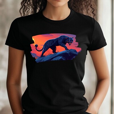 Frauen T-Shirt Wütender Panther Motiv Baumwolle Größe S bis 3XL