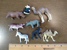 lot 8 vintage plastic animal toys small
