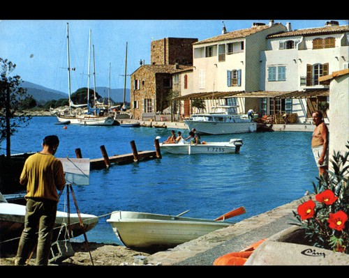 port-grimaud-83-villas-bateaux-artiste-peintre-au-travail-1970-ebay