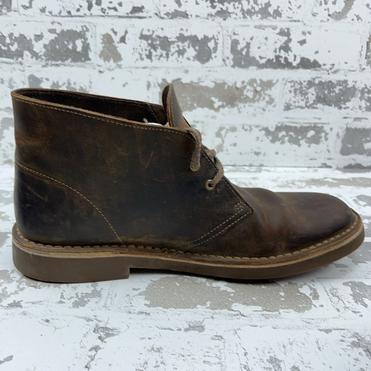 Clarks Chukka Ankle Boots Men 9 Brown Leather Dress 2 Eyelet 