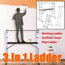 New Working Ladder Step Platform Multi Purpose Aluminium Scaffold Tower 3 IN 1